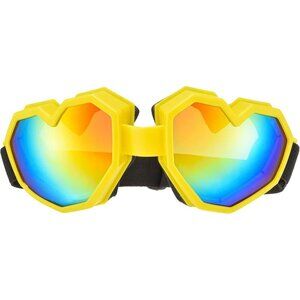 🆕Women Yellow Heart Shaped Sunglasses Fashion Ski Goggles Oversize Love Glasses
